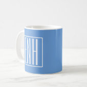 Mug Monogramme Initiales 3 Moderne Gras | Bleu Clair (Devant gauche)