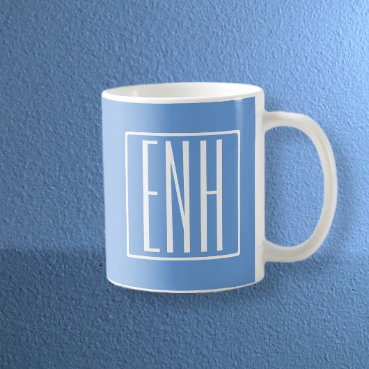 Mug Monogramme Initiales 3 Moderne Gras | Bleu Clair