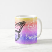 Mug Monogramme inspiré d'arc-en-ciel de papillon de (Devant droit)