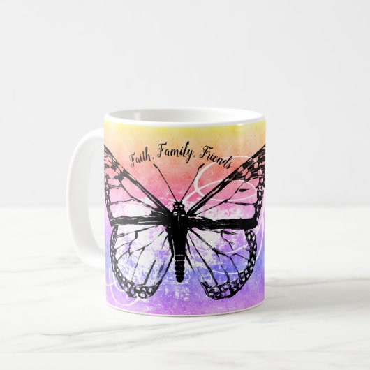 Mug Monogramme inspiré d'arc-en-ciel de papillon de (Devant gauche)