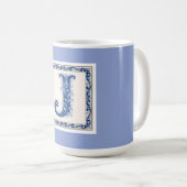 Mug Monogramme J de l'héritage norvégien - Bleu (Devant droit)