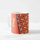 Mug Monogramme jaune Motif géométrique orange (Devant gauche)