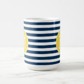 Mug Monogramme jaune Motif rayé blanc et marine (Centre)