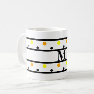Mug Monogramme Jaune Orange Pois