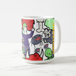 Mug Monogramme joli dessin animé coloré d'anniversaire