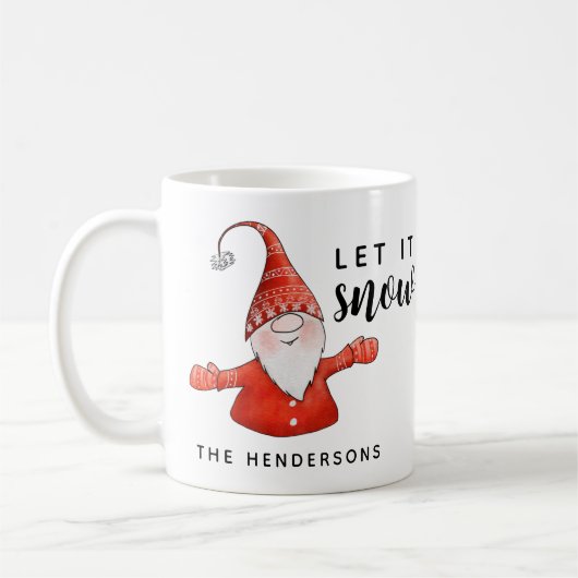 Mug Monogramme jote Gnome Noël Laisser neiger (Gauche)