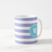 Mug Monogramme Lavender White Stripes (Devant droit)