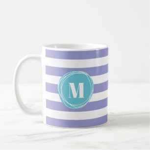 Mug Monogramme Lavender White Stripes