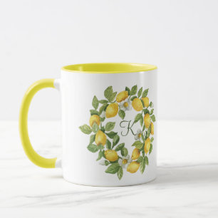 Mug Monogramme Lemons couronne vert jaune