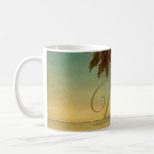 Mug Monogramme léopard de palmier de plage tropicale (Gauche)