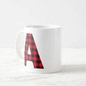 Mug Monogramme lettre A gras en carreaux de bœuf rouge (Devant gauche)