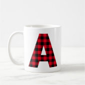 Mug Monogramme lettre A gras en carreaux de bœuf rouge (Gauche)