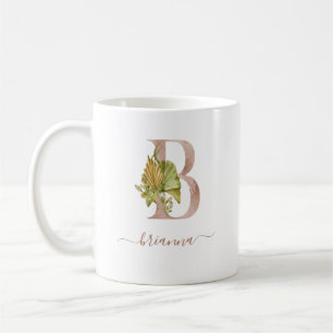 Mug Monogramme lettre "B" tropical aquarelle bohème