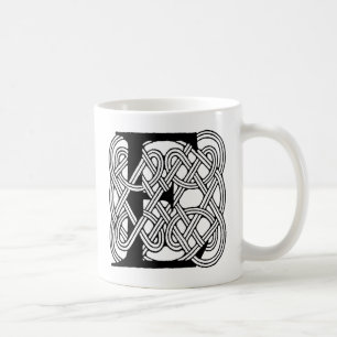 Mug Monogramme lettre E Impression vintage nœud celtiq