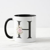Mug Monogramme lettre H florale | Logo initial H éléga (Gauche)