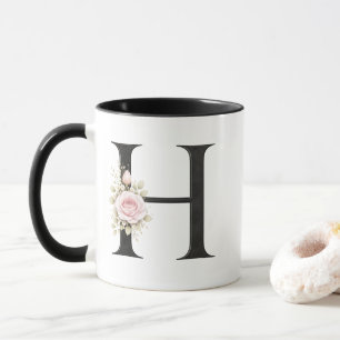 Mug Monogramme lettre H florale Logo initial H éléga
