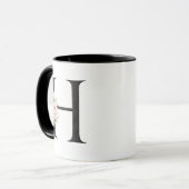 Mug Monogramme lettre H florale | Logo initial H éléga (Devant gauche)