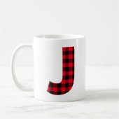 Mug Monogramme lettre J gras en carreaux Red and Black (Gauche)