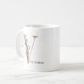Mug Monogramme Lettre moderne initiale V Boho personna (Devant gauche)