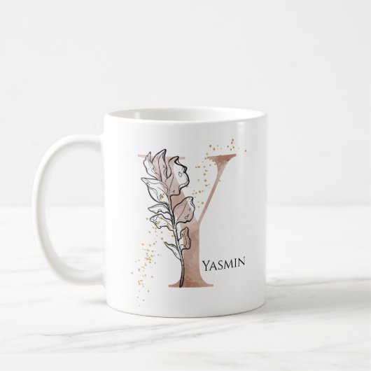 Mug Monogramme Lettre moderne initiale Y Boho Personna (Gauche)