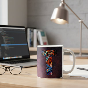 Mug Monogramme Lettre T Cosmique Iridescent