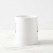 Mug Monogramme Lettre U Or | Floral Rose Blanc Vert (Centre)