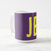 Mug Monogramme Lettres initiales Indigo Yellow Minimal (Devant gauche)
