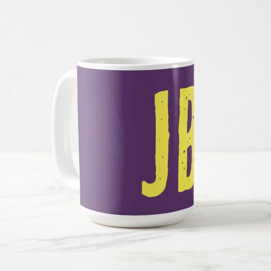 Mug Monogramme Lettres initiales Indigo Yellow Minimal (Devant gauche)