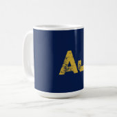 Mug Monogramme Lettres Initiales Or & Bleu Simple (Devant gauche)