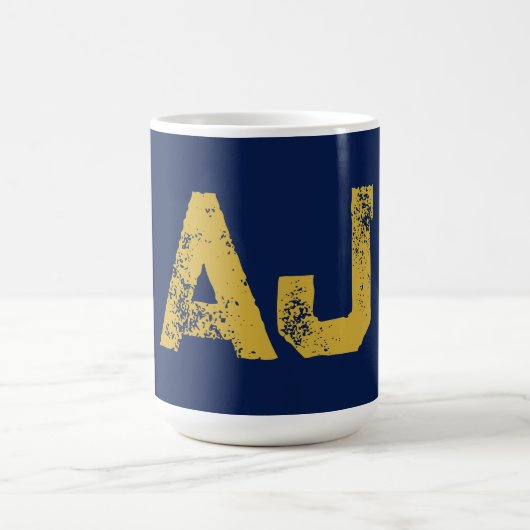 Mug Monogramme Lettres Initiales Or & Bleu Simple (Centre)