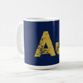 Mug Monogramme Lettres Initiales Or & Bleu Simple (Devant gauche)