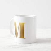 Mug Monogramme M en Or Faux Feuille (Devant gauche)