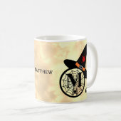 Mug Monogramme M Halloween Sky Witch Nom des araignées (Devant droit)