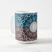 Mug Monogramme Maillé Bleu Mauve Branché Demi-Teinte (Devant gauche)