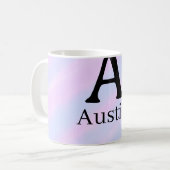 Mug Monogramme majuscule masculine ajouter un nom past (Devant gauche)