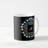 Mug Monogramme Mandala Gold Torquoise (Devant droit)