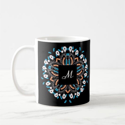 Mug Monogramme Mandala Gold Torquoise (Gauche)