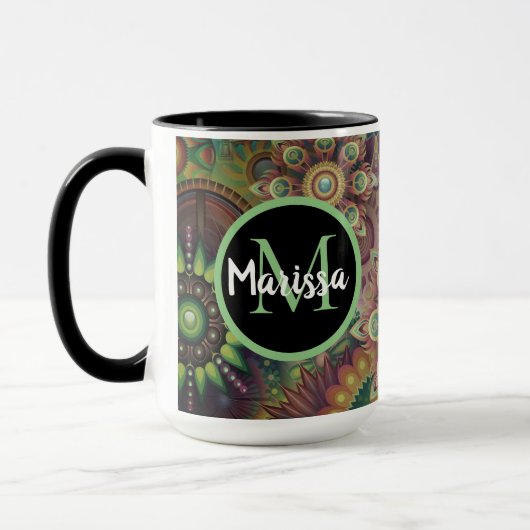 Mug Monogramme Mandalas Vibrant (Gauche)