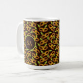 Mug Monogramme Mardi Gras Golden Mask Plumes vertes (Devant gauche)