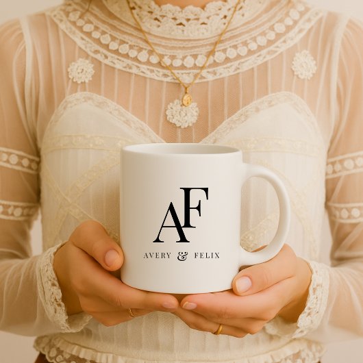 Mug Monogramme mariage Élégant Simple Minimaliste