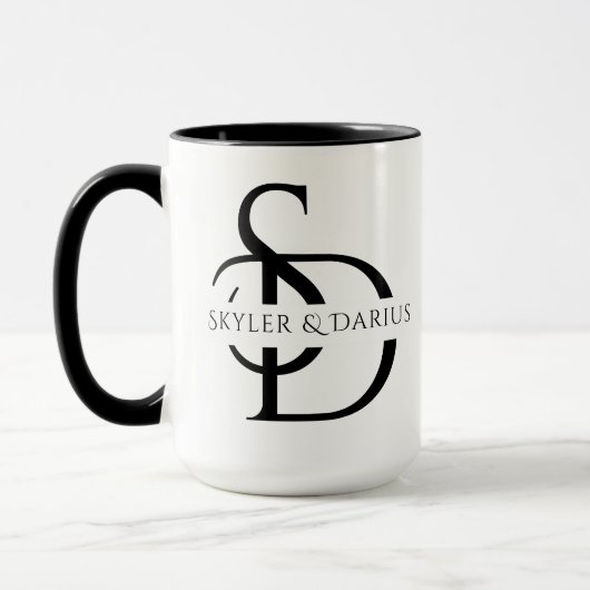 Mug Monogramme Mariage Simple Personnalisé Avec Nom (Gauche)