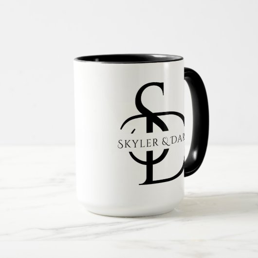 Mug Monogramme Mariage Simple Personnalisé Avec Nom (Devant droit)