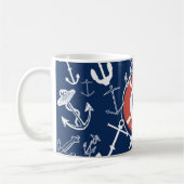 Mug Monogramme marine Ancre bleue Maison de plage (Gauche)