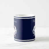 Mug Monogramme Marine Bleu Crabe Blanc Nautique (Centre)