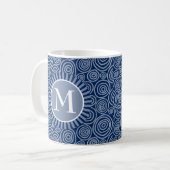 Mug Monogramme Marine Blue White Spirales - Personnali (Devant gauche)