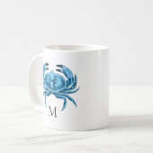 Mug Monogramme maritime du cri bleu (Devant gauche)