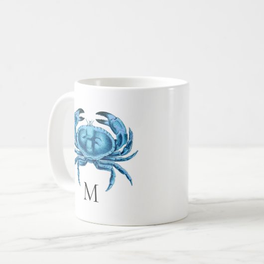 Mug Monogramme maritime du cri bleu (Devant gauche)