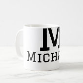 Mug Monogramme masculin majuscule ajouter un nom simpl (Devant gauche)