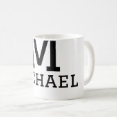 Mug Monogramme masculin majuscule ajoutez un nom simpl (Devant droit)