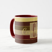 MUG MONOGRAMME MASCULINE BROWN MAROON YELLOW STRIPE (Devant gauche)